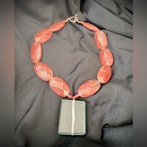 Rose Quartz and Glass Necklace